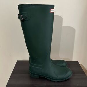 Hunter Women's Back Adjustable Tall Rain Boots, Color: Green, Size: US Women’s 8